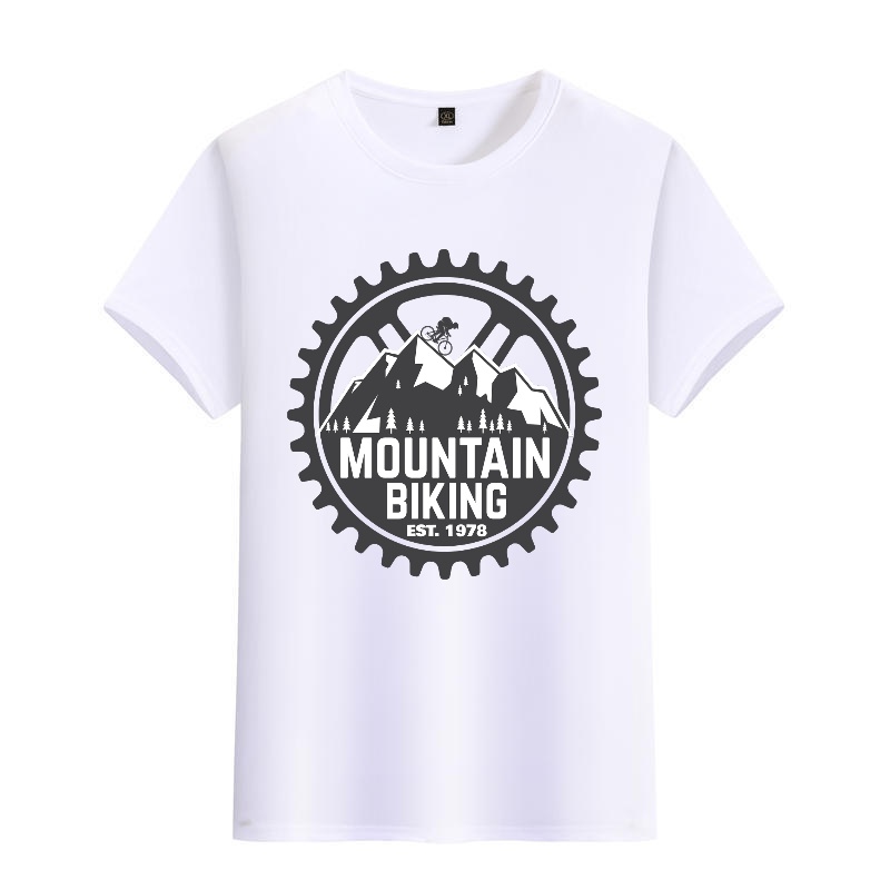 Men's Black Round-Neck Short-S - مراجعة Mountain Biking Cartoon وسعره