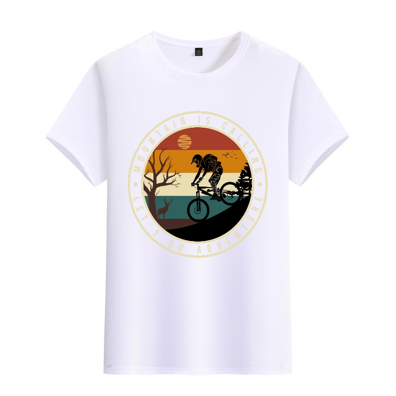 Men's Black Round-Neck Short-S - مراجعة Mountain Biking Cartoon وسعره