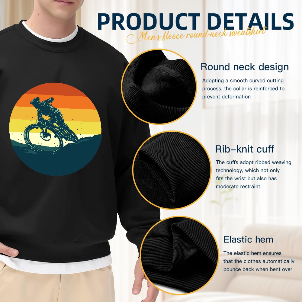 Men's Black Crew Neck Sweatshi - مراجعة Mountain Biking Cartoon وسعره
